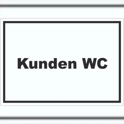 Kunden WC Aufkleber mit Text Toilette waagerecht A4 (210x297mm)
