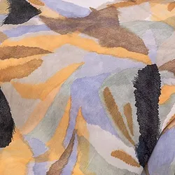 Blusen-Satin "Blumen", braun-color
