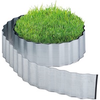 Relaxdays Rasenkante, Rasenkante 8m aus Metall, schwarz|silberfarben