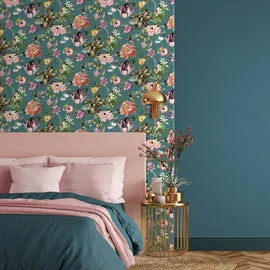 Marburg Vliestapete MARBURG "Tapete Floral Leaf", bunt (grau,blau,grün), B:0,53m H:0,01m L:10,05m, Vlies, Tapeten, moderne Vliestapete für Wohnzimmer Schlafzimmer Küche