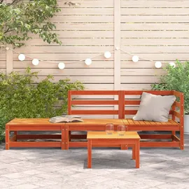 vidaXL Gartensofa mit Fußhocker 2-Sitzer wachsbraun Kiefer