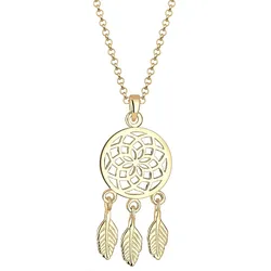 Elli Halskette Traumfänger Feder Boho Hippie 925 Sterling Silber goldfarben Damen 