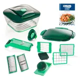 Genius Zerkleinerer Nicer Dicer Chef inkl. Julienne-Reib-Einsatz, Set 16-tlg., Nicer Dicer Schneidgerät in der 10. Generation für die ganze Familie grün