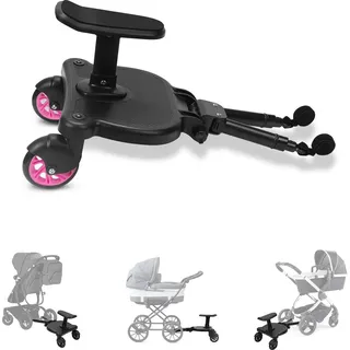 Buggy board Upgrade Universal Stehbrett Kiddy Trittbrett Kinderwagen Zubehör mit Sitz Rosa - Rosa