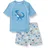 Playshoes Unisex Kinder UV-Schutz Bade-Set zweiteilig Schwimmshirt Badeshorts Badebekleidung, Dino blau, 74/80