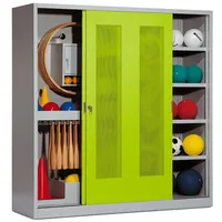 C+P Sportgeräteschrank mit Lochblech-Schiebetüren (Typ 5), HxBxT 195x190x60 cm,
