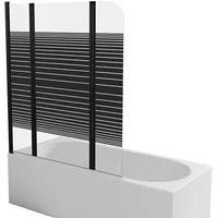Aurlane Badewannenfaltwand Black Lines 3 Schwarz 125 cm x 140 cm 3-teilig