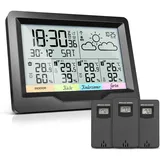 wetterstation funk mit 3 außensensor thermometer innen außenHygrometer innen ...