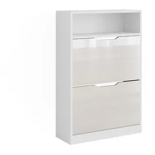 Vicco Schuhkipper Luca Weiß Hochglanz 59 x 89.5 cm 2 Klappfächer