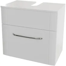 Saphir Waschbeckenunterschrank Serie 3006, 1 Schublade,Siphonausschnitt, 60cm Waschbeckenschrank inkl. Soft-Close, Griff in Chrom Glanz weiß