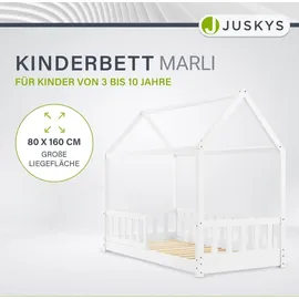 Juskys Kinderbett Marli 80 x 160 cm Holz weiß