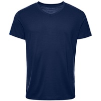 Kaipara - Merino Sportswear Funktionsshirt Merino Shirt Herren Kurzarm Regularfit V-Neck 150 (1-tlg) aus reiner Merinowolle Made in Germany blau S