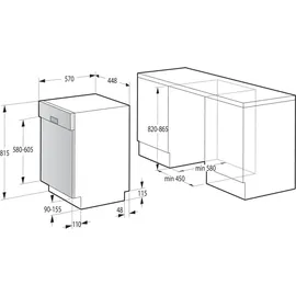 Gorenje G400 GI561D10S Einbau-Geschirrspüler (teilintegrierbar, 448 mm breit, Edelstahl)