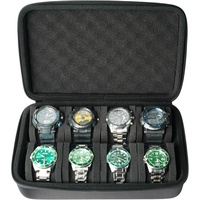 AMZSAFE Uhrenbox mit 8 Fächern, Hartschalen-Organizer für Herrenuhren, Uhren-Display-Organisationshalter mit formschönem Uhrenkissen