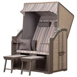 dekoVries GmbH Strandkorb deVries Compact - PE nature grey - Dessin 403 - inkl. Schutzhülle