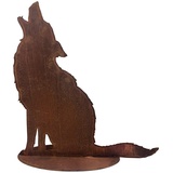 Gartendeko Heulender Wolf, H: 72cm im Rost Design, Rostfigur für den Garten