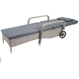 Mendler Carrara Sonnenliege 197 x 71 x 108 cm grau/dunkelgrau inkl. Rollen