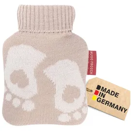 Hugo Frosch Mini-Wärmflasche 0,2 l mit Strickbezug hellbraun Füße