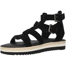 SANSIBAR Damen Sandalette Echtleder-Sandalen mit kleinem Plateau 1053461 Schwarz - 36