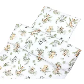 TupTam Kinder Gemusterte Bettdecken Set Ganzjahresdecke Bettdecke Kopfkissen Flachkissen 2tlg., Farbe: Safari/Löwe/Braun/Blätter/Grün, Größe: 135x100 cm