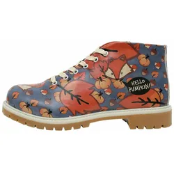 Stiefel DOGO "Shortcut Boots Hello Pumpkin Damen Stiefel / Female", Damen, Gr. 36, Normalschaft, blau, Lederimitat, Schuhe, Vegan