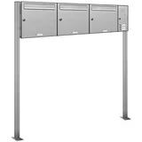 AL Briefkastensysteme Standbriefkasten 3 Fach Edelstahl Silber