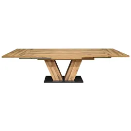 Mäusbacher Komfort 2.0 Esstisch Holzwerkstoff V-Form ausziehbar - Asteiche/Schwarzstahl