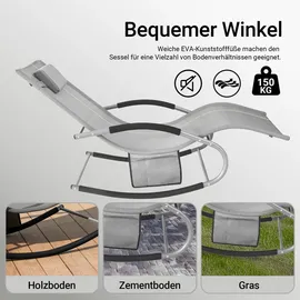 SoBuy Swingliege in Hellgrau - 150 x 63 x 87 cm