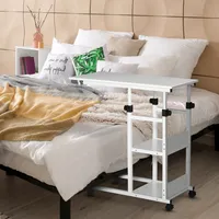 Homcom Beistelltisch mit Rollen Höhenverstellbarer Couchtisch 2 Regale, E1