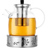 1500ML Teekanne mit Siebeinsatz,Teekanne mit Stövchen,1.5L Teekanne, Teekanne,Teekanne Glas mit Siebeinsatz,Teekanne mit Sieb Tea Pot,Tee kanne,Teekanne mit Siebeinsatz und Stövchen