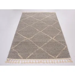 Hochflor-Teppich "Donna" Gr. 6, grau (grau, creme), B:200cm H:30mm L:290cm, Kunstfaser, GALLERY M BRANDED BY MUSTERRING, Teppiche, Wohnzimmer