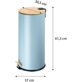 Echtwerk Tretabfalleimer Skandi Look, Abfalleimer, Mülleimer, robuster Eisenkorpus mit Bambusdeckel, Soft Close Funktion, Maritim, Fassungsvermögen 30 Liter