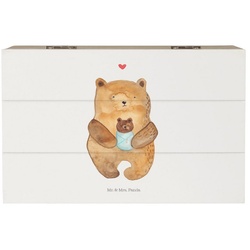 Mr. & Mrs. Panda Dekokiste 19 x 12 cm Bär mit Baby - Weiß - Geschenk, Schatulle, Teddybär, Gebur (1 St) weiß