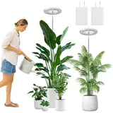 YUYMIKA 72LED Vollspektrum Pflanzenlampe-Rundschreiben, 3Meter Stromkabel AutoTimer, 1.5Meter Teleskopschiene, Pflanzenleuchte für große Pflanzen, Bonsai, Palmen und Blumen(2PCS)