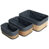 Estexo Bambuskorb Set Aufbewahrungskorb 3 Größen  braun