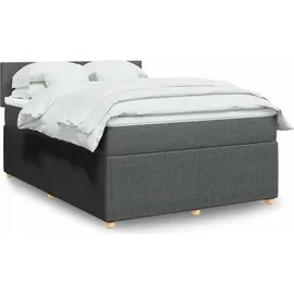 vidaXL Boxspringbett mit Matratze Dunkelgrau 140x200 cm Stoff