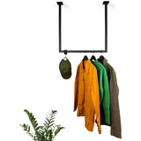RSR Hangers Kleiderstange Garderobe Industrie Design U-Form Decke Vierkant | Breite 100 cm x Höhe 70 cm | Deckenmontage | Garderobenstange | Ankleidezimmer | Garderobe | begehbarer Kleiderschrank