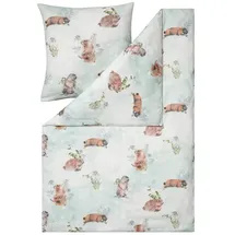 Estella Impulse Kuschelflanell Bettwäsche-Garnitur HERMANN Farbe jade Größe 135x200 + 80x80 cm