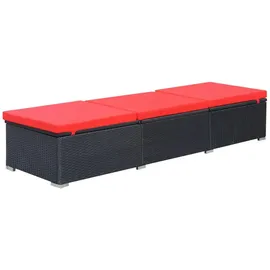 furnicato Sonnenliege 195 x 60 x 31 cm Schwarz/Rot