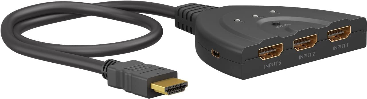 goobay 58488 HDMI Switch 3 in 1 / 4K bei 60Hz (2160p) HDMI Verteiler/HDMI 2.0 Switch für PS4, PS5, Laptops oder Monitore