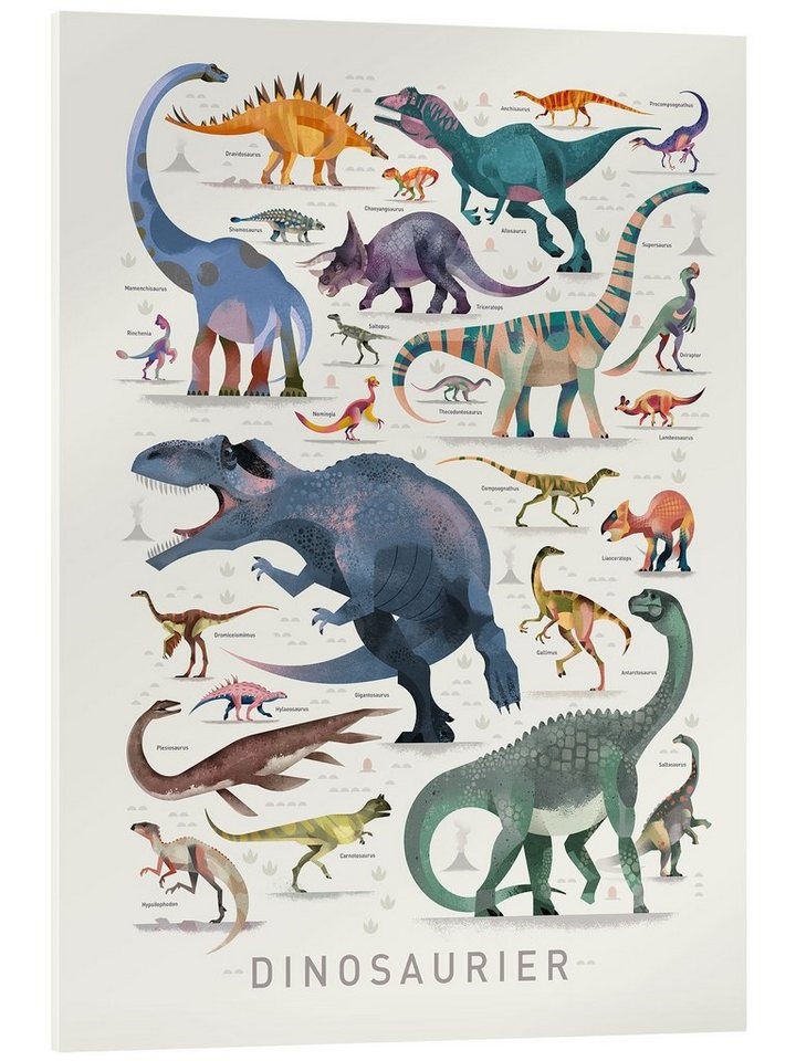 Posterlounge Acrylglasbild Dieter Braun, Dinosaurier II, Klassenzimmer Digitale Kunst bunt 50 cm x 70 cm