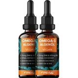 Omega-3 Algenöl 200 ml - hochdosiert mit 2297 mg Algenöl, davon 754 mg DHA & 418 mg EPA - veganes Omega-3 Öl mit angenehmem Orangen-Geschmack - laborgeprüft mit Zertifikat - Vorrat für 80 Tage