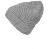 Zwillingsherz Strickmütze Zwillingsherz Ribbed Beanie 100% Kaschmir mit breitem geripptem Umschlag grau