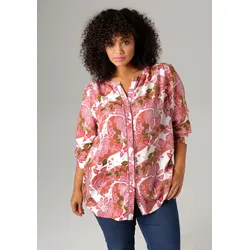 Longbluse, mit Häkelapplikation entlang der Knopfleiste, Gr. 48, bunt, , 81383166-48