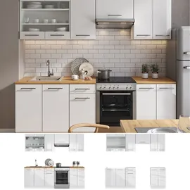Vicco Küche FAME-LINE Küchenzeile Einbauküche 240cm Weiß Hochglanz