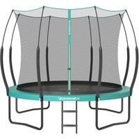 SONGMICS Federloses Trampolin Ø 305 cm, Trampolin Outdoor für Kinder, elastische Seile, Sicherheitsnetz mit Reißverschluss, Glasfaserstangen, sicher, geräuscharm, seeblau STR106Q01