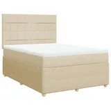 vidaXL Boxspringbett mit Matratze Creme 160x200 cm Stoff