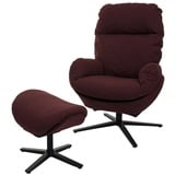 MCW Relaxsessel + Hocker MCW-L12, Fernsehsessel Sessel Schaukelstuhl Wippfunktion, drehbar, Metall Stoff/Textil ~ bordeaux