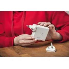 forcell Multifunktionsladegerät 4in1 15W mit USB/USB typ C, Powerbank 8000mAh und kabelloses Laden in einem