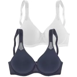 PETITE FLEUR T-Shirt-BH Damen marine+weiß Gr.85E